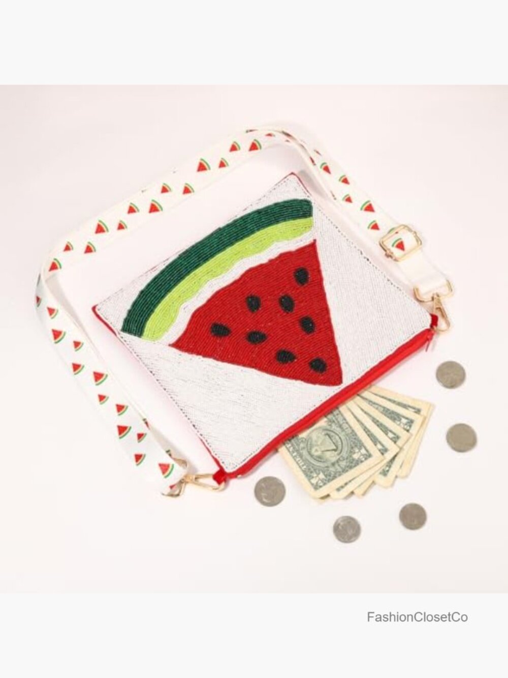 Beaded Strawberry Purse Crossbody Bag Tropical Fruit Shoulder Bag - Picture 4 of 4